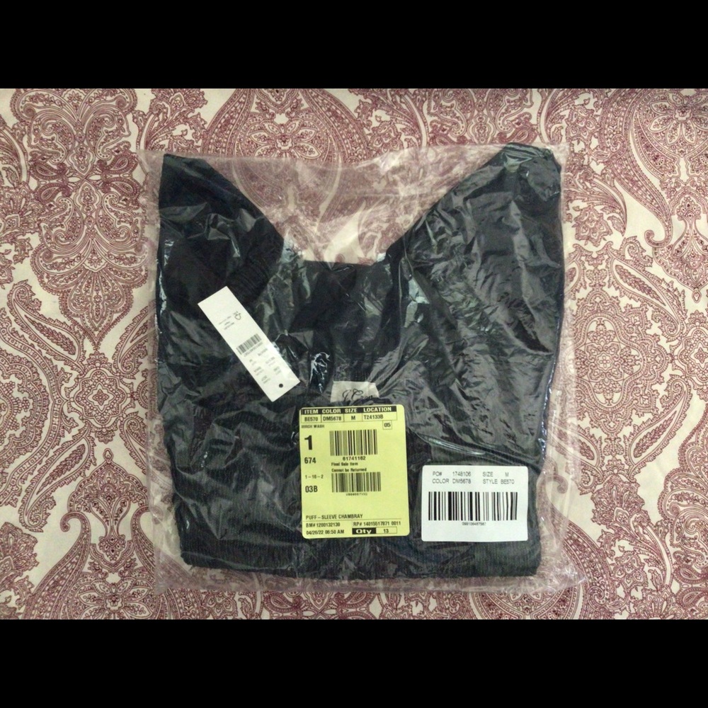 J. Crew Puff Sleeved Chambray Smocked Top in Birch Wash - Picture 5 of 7